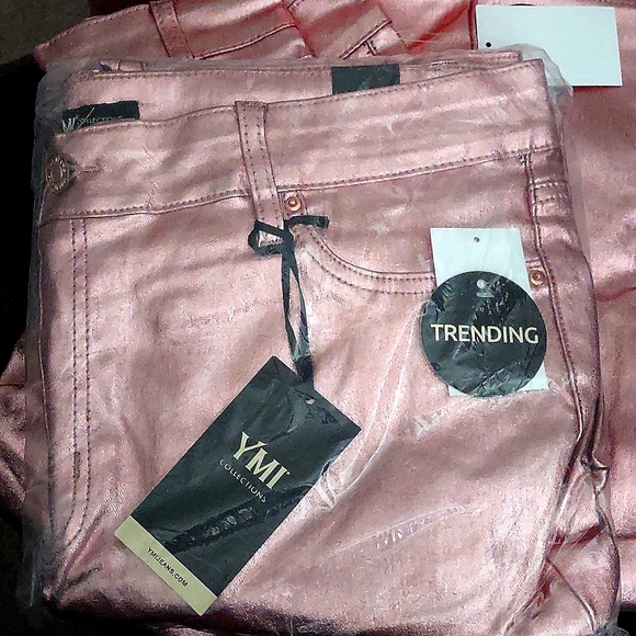 YMI COLLECTIONS Metallic Longleg Pants (Rose Pink) 2X - Picture 9 of 13